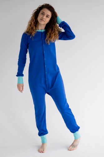 пижама-комбинезон для взрослых унисекс синего цвета