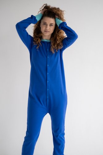 пижама-комбинезон для взрослых унисекс синего цвета