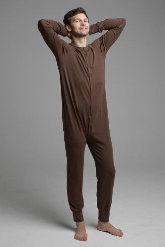 пижама-комбинезон для взрослых унисекс шоколадного цвета