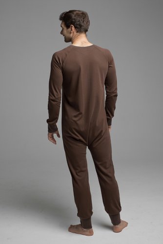 пижама-комбинезон для взрослых унисекс шоколадного цвета