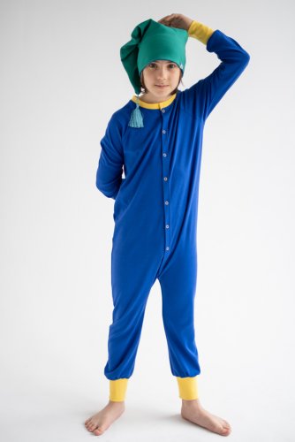 Слитный комбинезон-пижама для детей и подростков  unisex синего цвета