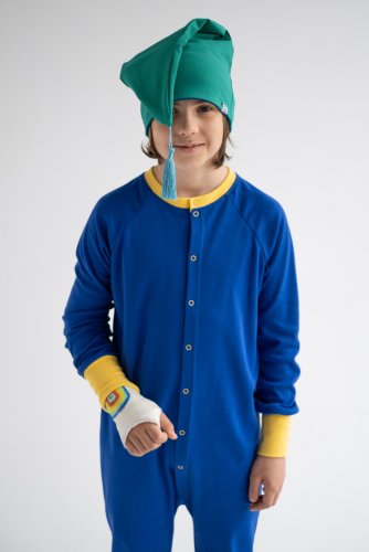 Слитный комбинезон-пижама для детей и подростков  unisex синего цвета