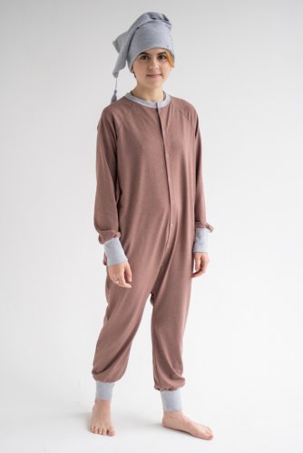 Слитный комбинезон-пижама для детей и подростков  unisex цвета корица