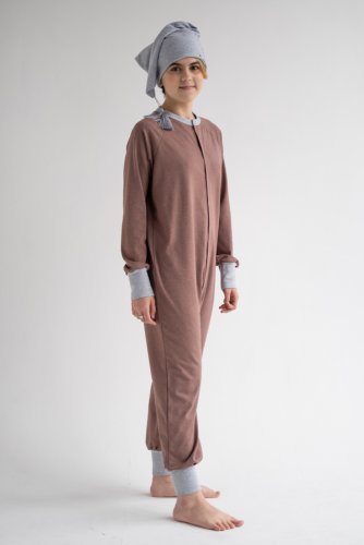 Слитный комбинезон-пижама для детей и подростков  unisex цвета корица