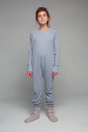 Слитный комбинезон-пижама для детей и подростков  unisex цвета серый меланж