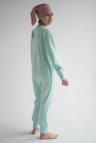 Слитный комбинезон-пижама для детей и подростков  unisex мятного цвета