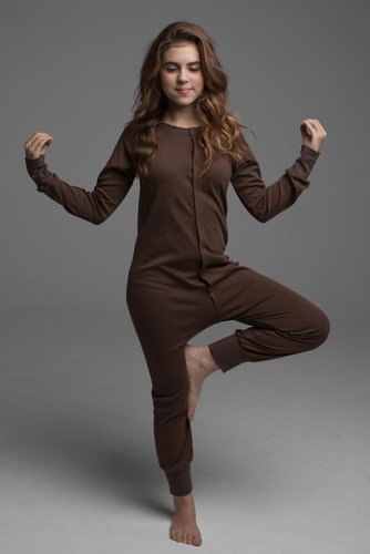 Слитный комбинезон-пижама для детей и подростков  unisex шоколадного цвета