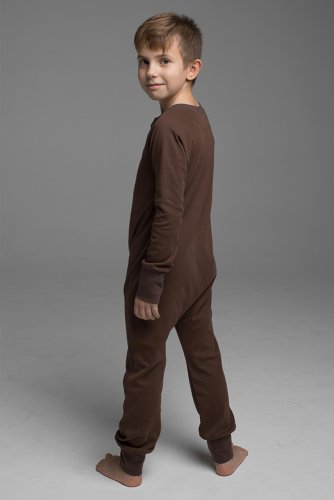 Слитный комбинезон-пижама для детей и подростков  unisex шоколадного цвета