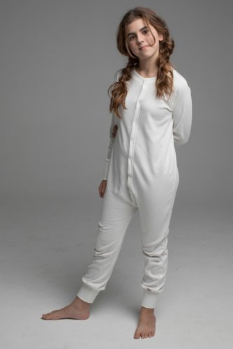 Слитный комбинезон-пижама для детей и подростков  unisex белого цвета