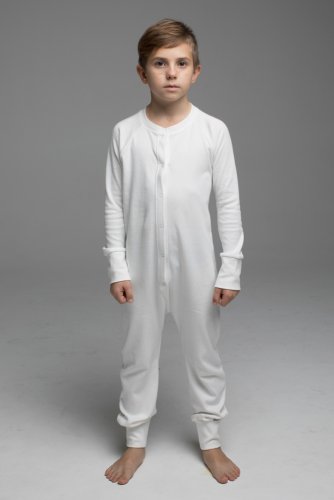 Слитный комбинезон-пижама для детей и подростков  unisex белого цвета