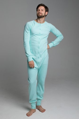 теплая пижама-комбинезон для взрослых  unisex из футера цвет мята