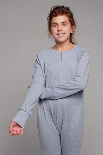 Детская пижама-комбинезон цвет серый меланж